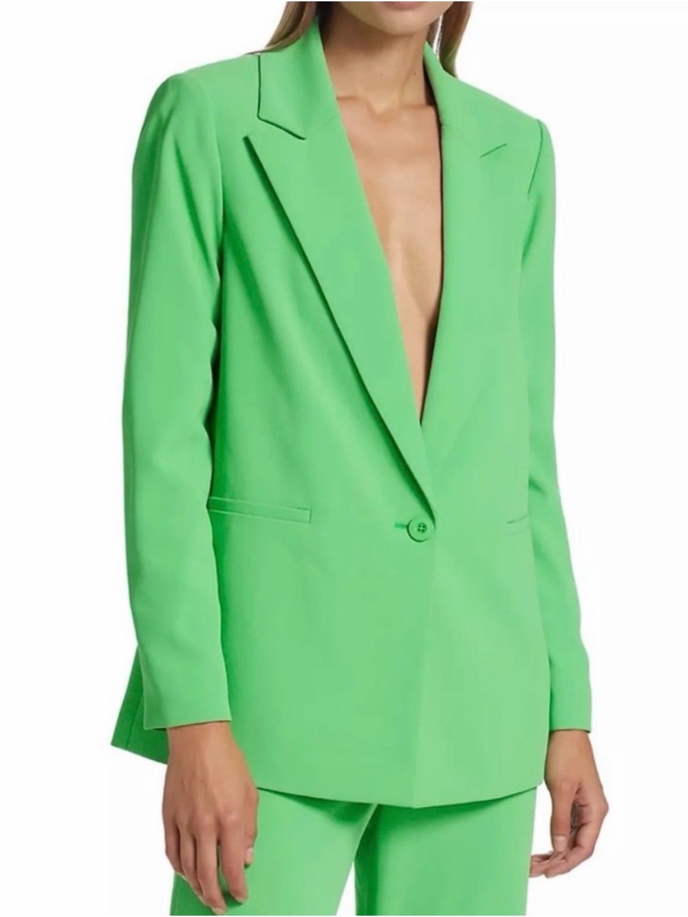 Alice + Olivia Single-Button Bright Green Blazer